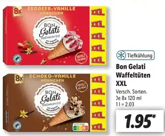 Lidl Bon Gelati Waffeltüten XXL 8 x 120 ml Angebot