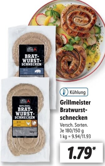 Lidl Grillmeister Bratwurstschnecken 180/150 g Angebot