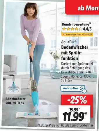 Lidl AquaPur Bodenwischer mit Sprühfunktion Angebot