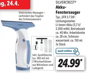 Lidl Silvercrest Akku Fenstersauger SFR 3.7 D6 Angebot