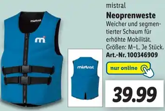 Lidl Mistral Neoprenweste Angebot