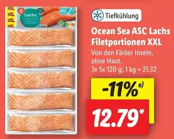 Lidl Ocean Sea ASC Lachs Filetportionen XXL 5x120 g Angebot