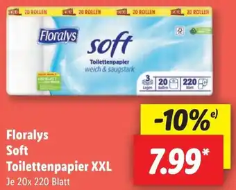 Lidl Floralys Soft Toilettenpapier XXL 20 x 220 Blatt Angebot