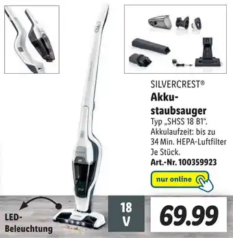 Lidl Silvercrest Akkustaubsauger SHSS 18 B1 Angebot