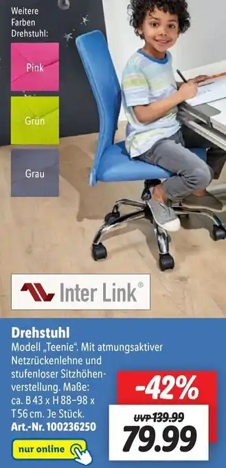 Lidl Inter Link Drehstuhl Teenie Angebot