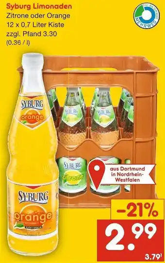 Netto Getränke Discount Syburg Limonaden 12x0,7 Liter Kiste Angebot