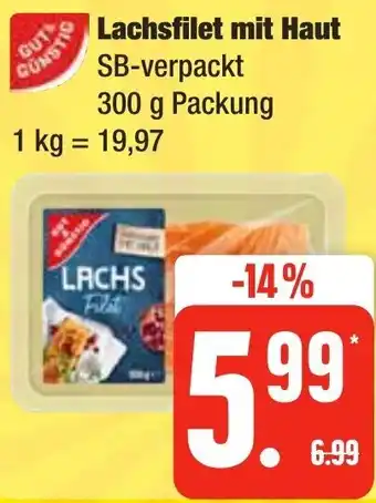 Edeka Frischemarkt Gut & Günstig Lachsfilet mit Haut 300 g Packung Angebot