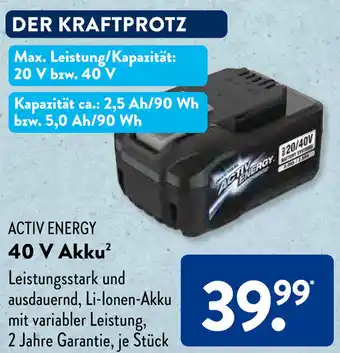 Aldi Süd Activ Energy 40 V Akku Angebot