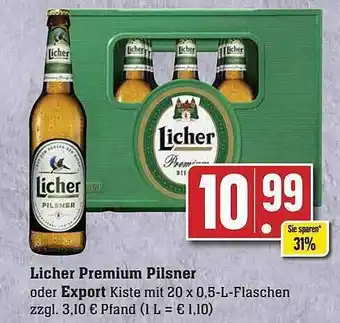 Scheck-in-Center Licher premium pilsner oder export Angebot