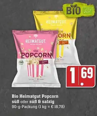 Scheck-in-Center Bio heimatgut popcorn süß oder süß & salzig Angebot