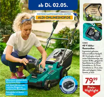 Aldi Süd Ferrex 40 V Akku Rasenmäher Angebot