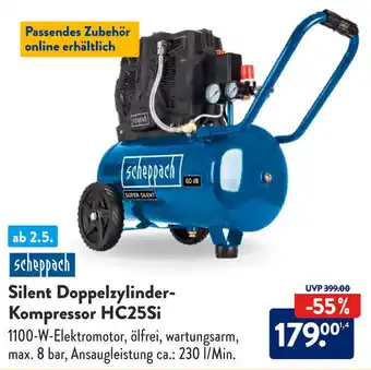 Aldi Süd Scheppach Silent Doppelzylinder Kompressor HC25Si Angebot