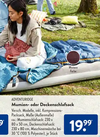 Aldi Süd Adventuridge Mumien oder Deckenschlafsack Angebot