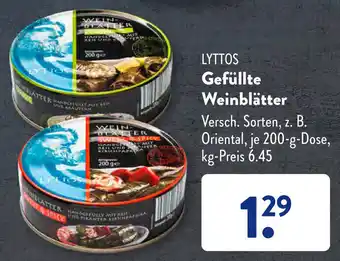 Aldi Süd Lyttos Gefüllte Weinblätter 200 g Dose Angebot