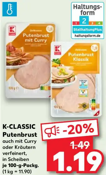 Kaufland K-Classic Putenbrust 100 g Packg. Angebot