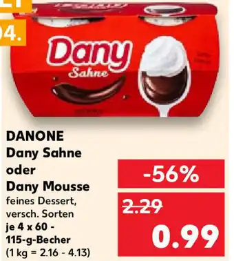 Kaufland Danone Dany Sahne oder Dany Mouse 4 x 60-115 g Becher Angebot