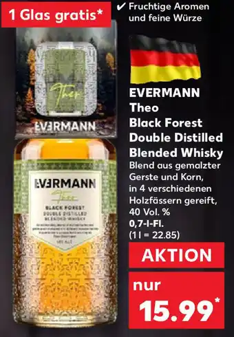 Kaufland Evermann Theo Black Forest Double Distilled Blended Whisky 0,7 L-Fl. Angebot