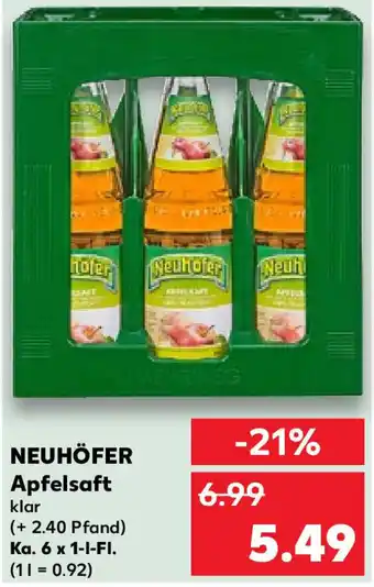 Kaufland Neuhöfer Apfelsaft Ka. 6x1 L-Fl. Angebot