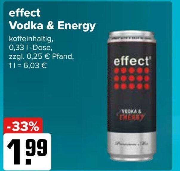 Effect Vodka Energy Drink 330ml Angebot bei Logo Getränkemarkt