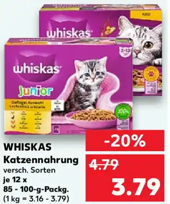 Kaufland Whiskas Katzennahrung 12 x 85-100 g Packg. Angebot