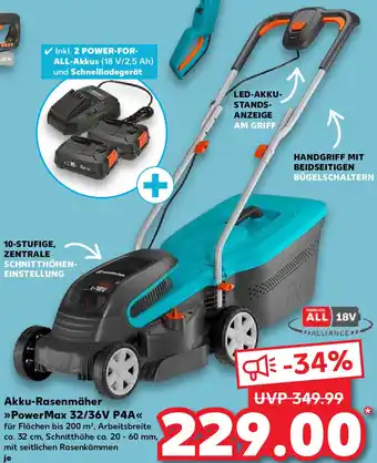 Kaufland Gardena Akku Rasenmäher PowerMax 32/36V P4A Angebot