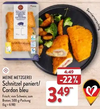 Aldi Nord Meine Metzgerei Schnitzel paniert/Cordon bleu 500 g Packung Angebot