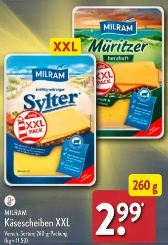 Aldi Nord Milram Käsescheiben XXL 260 g Packung Angebot