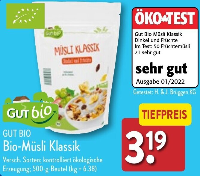 Gut Bio BioMüsli Klassik 500 g Beutel Angebot bei Aldi Nord