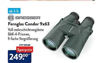 Aldi Süd Bresser fernglas condor 9x63 Angebot