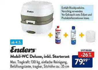 Aldi Süd Enders mobil-wc deluxe, inkl. starterset Angebot