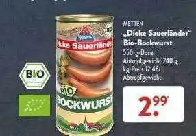 Aldi Süd Metten „dicke suaerländer” bio-bockwurst Angebot