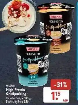 Aldi Süd Milsani high-protein-grießpudding Angebot