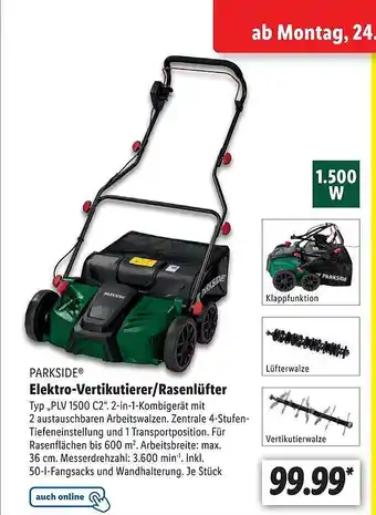 Lidl Parkside elektro-vertikutierer oder rasenlüfter Angebot