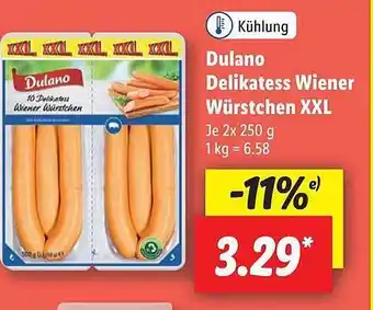 Lidl Dulano delikatess wiener würstchen xxl Angebot