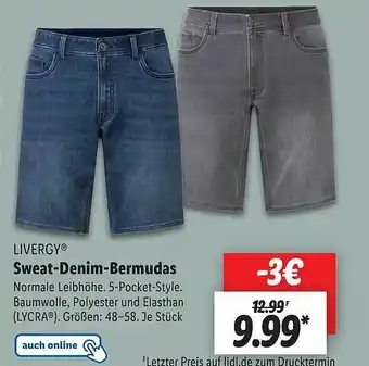 Lidl Livergy sweat-denim-bermudas Angebot