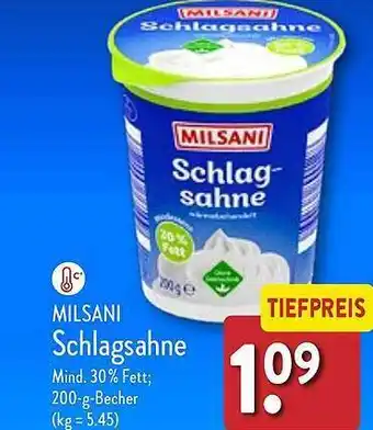 Aldi Nord Milsani schlagsahne Angebot