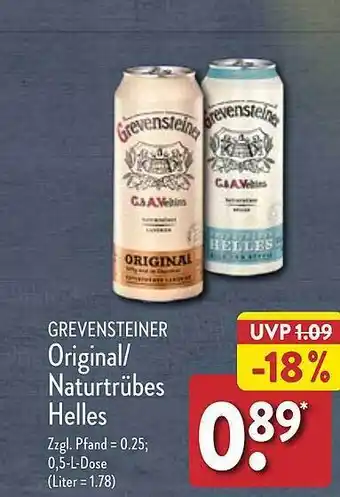 Aldi Nord Grevensteiner original oder naturtrübes helles Angebot