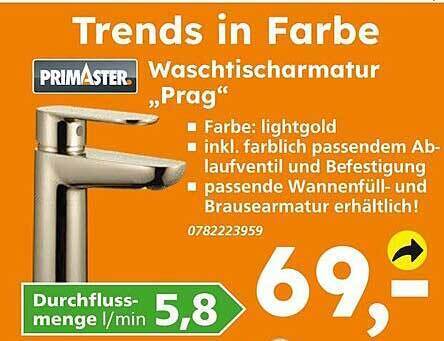 Produktbild von Primaster Waschtischarmatur Splash Verchromt Kaufen | Globus Baumarkt