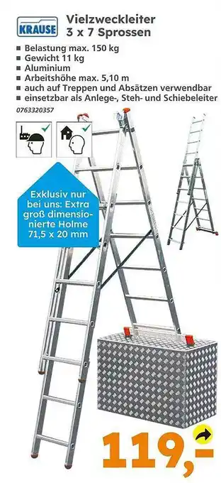 Globus Baumarkt Krause vielzweckleiter 3 x 7 sprossen Angebot