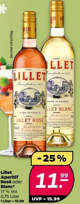 NETTO Lillet Aperitif Rosé oder Blanc 0,75 Liter Angebot