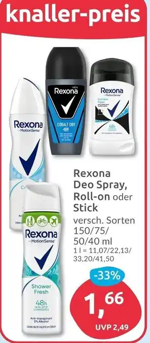 Budni Rexona Deo Spray, Roll on oder Stick 150/75/50/40 ml Angebot