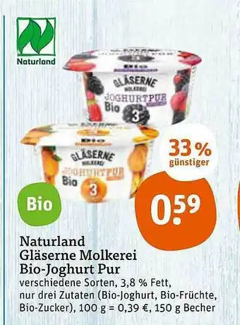 tegut Naturland Gläserne Molkerei Bio-joghurt Pur Angebot