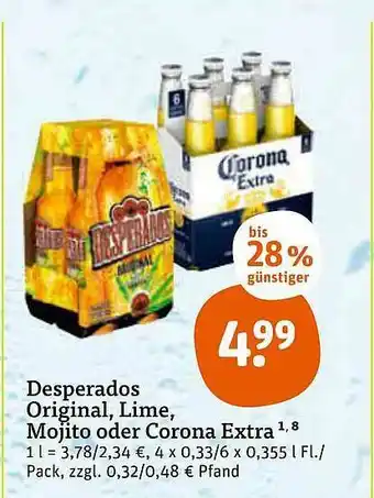 tegut Desperados Original,lime Mojito Oder Corona Extra Angebot