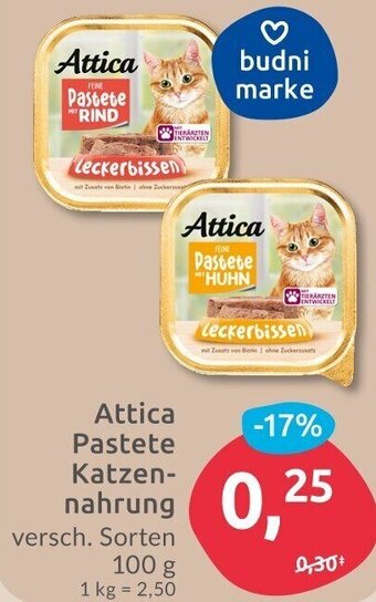 Budni Attica Pastete Katzennahrung 100 g Angebot