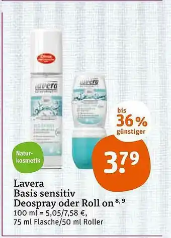 tegut Lavera Basis Sensitiv Deospray Oder Roll On Angebot