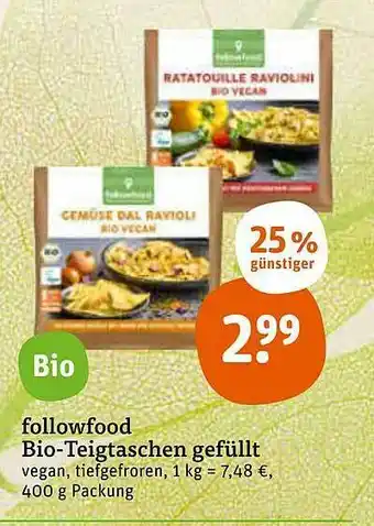 tegut Followfood Bio-teigtaschen Gefüllt Angebot