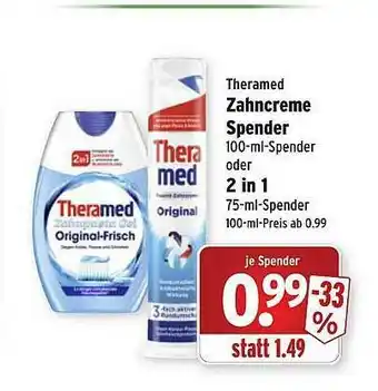 Wasgau Theramed Zahncreme Spender Oder 2in1 Angebot