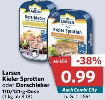 Combi Larsen Kieler Sprotten oder Dorschleber 110/121 g Dose Angebot