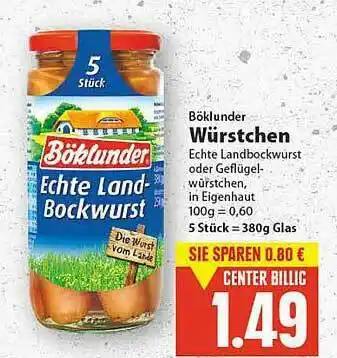 E-Center Böklunder Würstchen Angebot