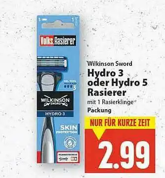 E-Center Wilkinson Sword Hydro 3 Oder Hydro 5 Rasierer Angebot